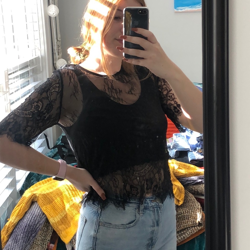 Sheer Black Lace Top